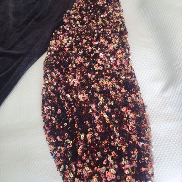 Sugarlips NWOT Michelle velvet and sequined pop sleeves mock neck blouse - Picture 12 of 16
